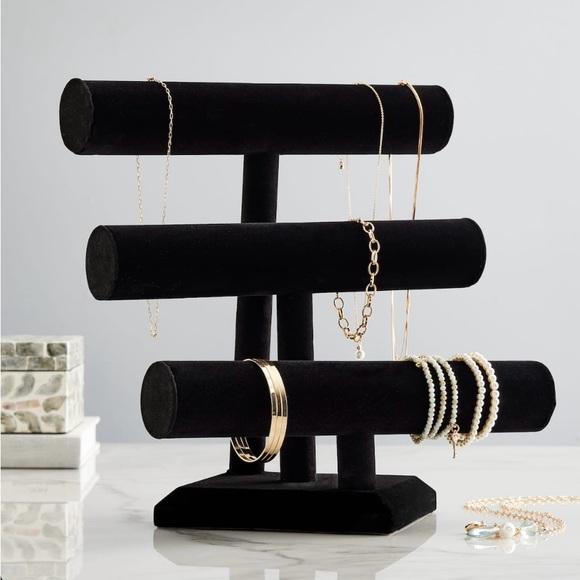 Jewelry Stand - Triple Bar Black Velvet - Size 12”x12” - Picture 7 of 8
